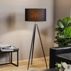 Domiluce Gulvlamper|Gulvlamper > Gulvlampe Tago, treben, skærm sort/guld
