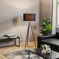 Domiluce Gulvlamper|Gulvlamper > Gulvlampe Tago, treben, skærm sort/guld