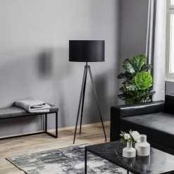 Domiluce Gulvlamper|Gulvlamper > Gulvlampe Tago, treben, skærm sort/guld