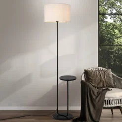 Näve Gulvlamper > Gulvlampe Tordis, sort/hvid, tekstil, højde 157 cm Hylde
