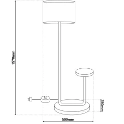 Näve Gulvlamper > Gulvlampe Tordis, sort/hvid, tekstil, højde 157 cm Hylde