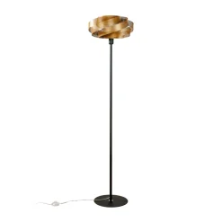 Domiluce Gulvlamper|Gulvlamper > Gulvlampe Vento, sort/guld, metal, Ø 40 cm, E27