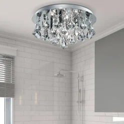 Searchlight Loftlamper > Hanna loftlampe, rund, IP44, 38 cm, krom pyramide
