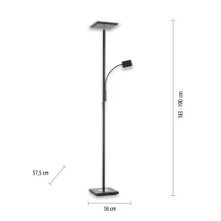 JUST LIGHT. GmbH Gulvlamper|Gulvlamper > Hans LED-gulvlampe med læselampe, kantet, sort