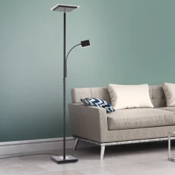 JUST LIGHT. GmbH Gulvlamper|Gulvlamper > Hans LED-gulvlampe med læselampe, kantet, sort