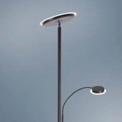 JUST LIGHT. GmbH Gulvlamper|Gulvlamper > Hans LED-gulvlampe med læselampe, rund, sort