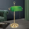 ORION Arbejdsrum/Kontor|Bordlamper > Harvard banklampe med trækafbryder, messing/grøn
