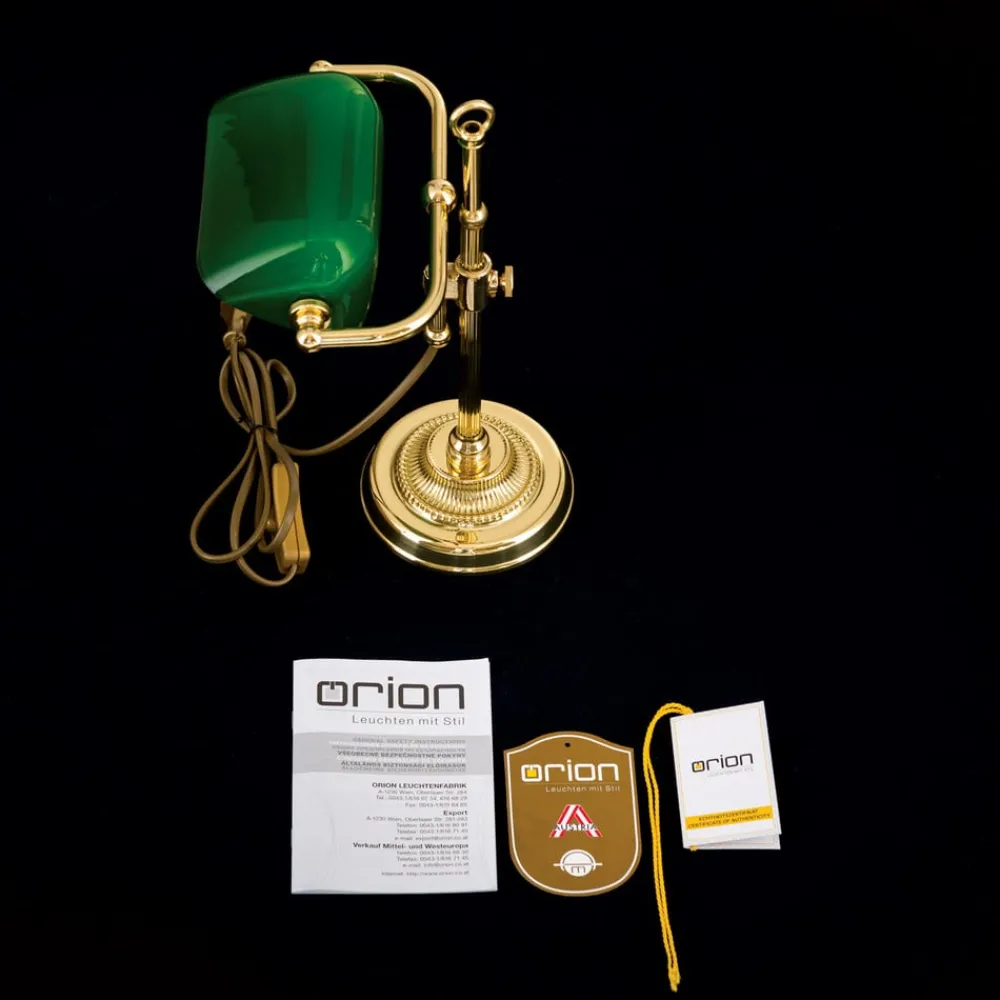 ORION Arbejdsrum/Kontor|Bordlamper > Harvard banklampe, messing/grøn, højde 32 cm