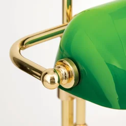ORION Arbejdsrum/Kontor|Bordlamper > Harvard banklampe, messing/grøn, højde 32 cm