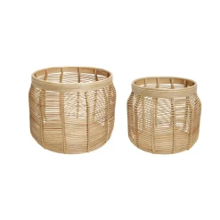 Hübsch Møbel Og Interiør > Luna kurve, sæt med 2, rattan, naturfarvet, Ø 34 & 44cm
