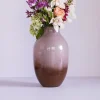 Møbel Og Interiør ^ Hübsch Posy-vase, glas, rødbrun/olivenrosa, højde 37 cm