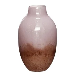Møbel Og Interiør ^ Hübsch Posy-vase, glas, rødbrun/olivenrosa, højde 37 cm