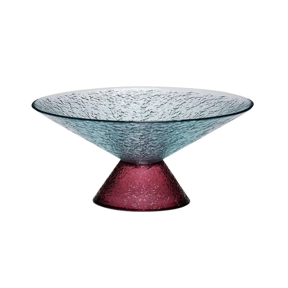 Møbel Og Interiør ^ Hübsch Stor sød glasskål, blå/rød, glas, Ø 25 cm