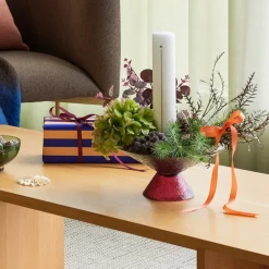 Møbel Og Interiør ^ Hübsch Stor sød glasskål, blå/rød, glas, Ø 25 cm