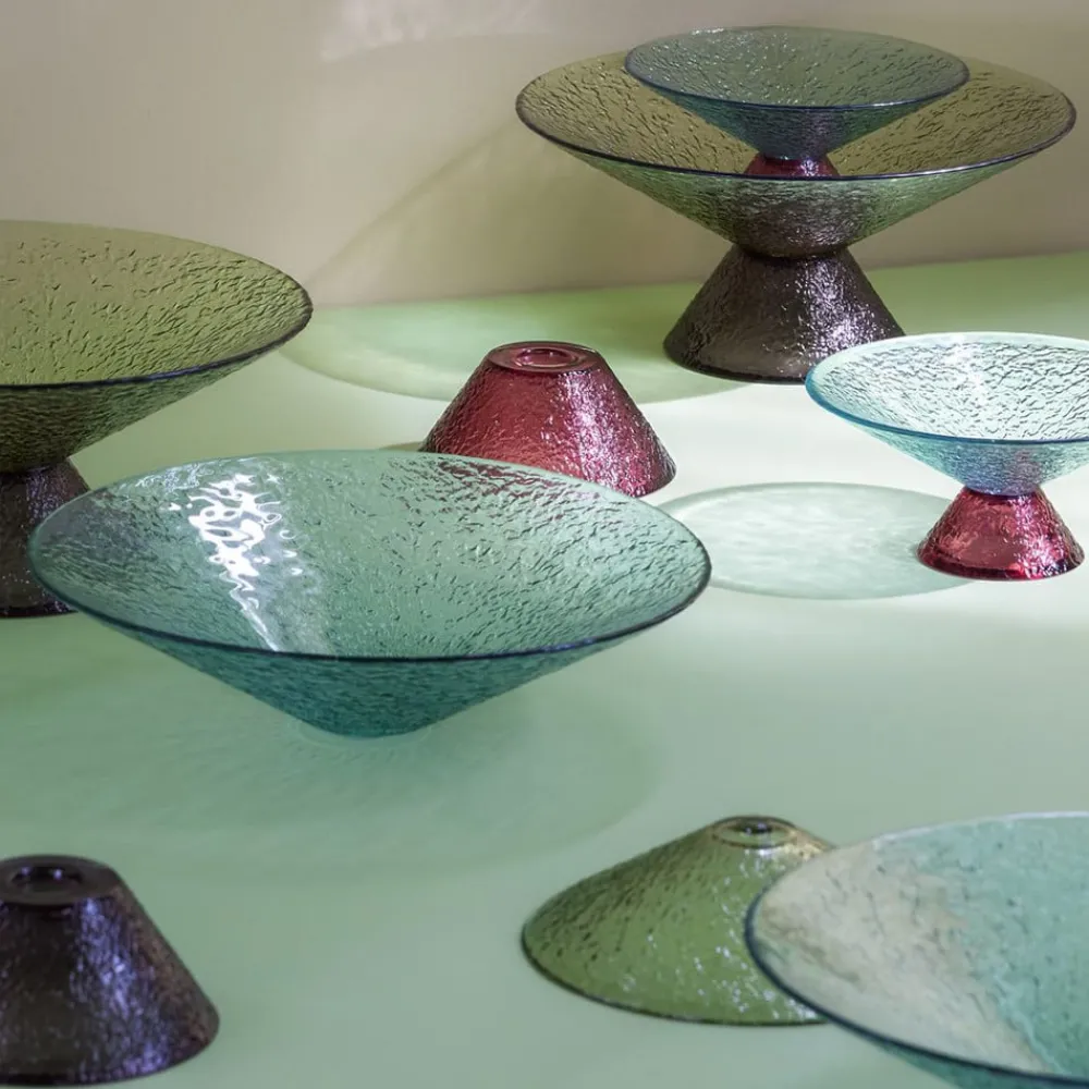 Møbel Og Interiør ^ Hübsch Stor sød glasskål, blå/rød, glas, Ø 25 cm