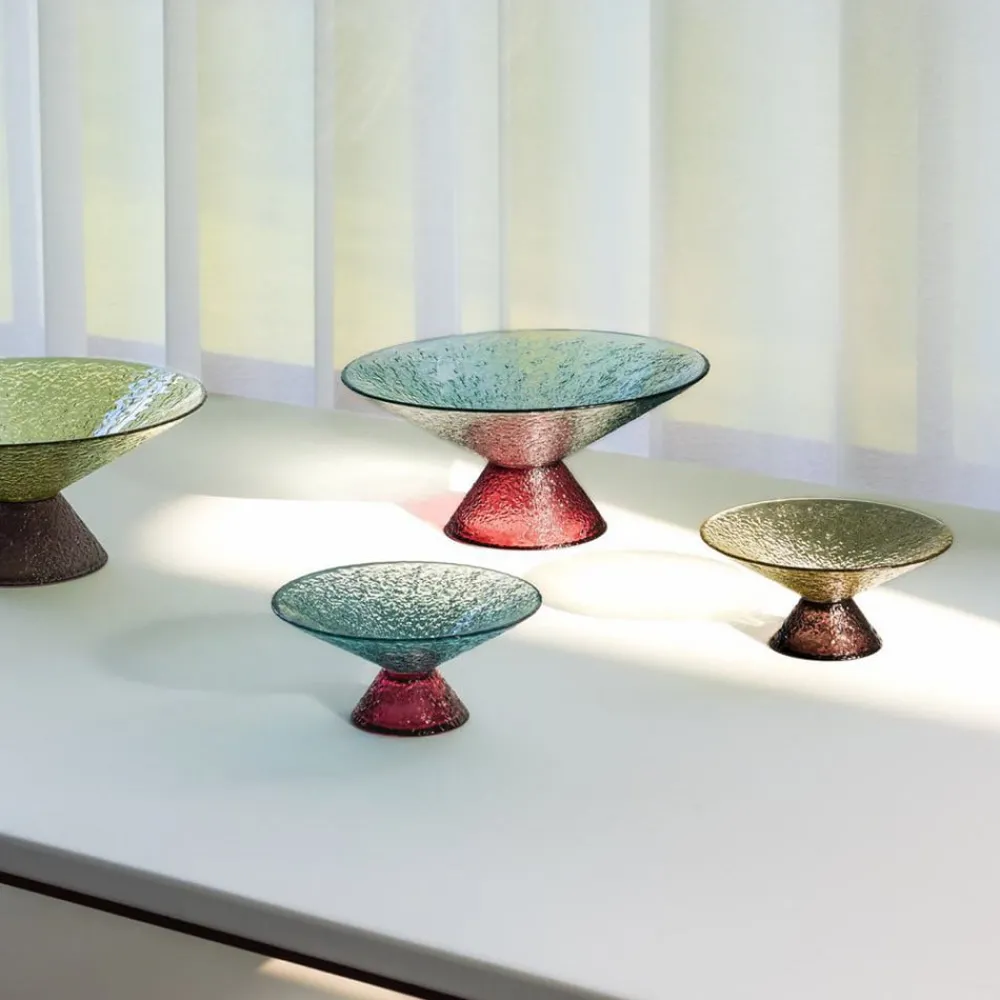Møbel Og Interiør ^ Hübsch Stor sød glasskål, blå/rød, glas, Ø 25 cm
