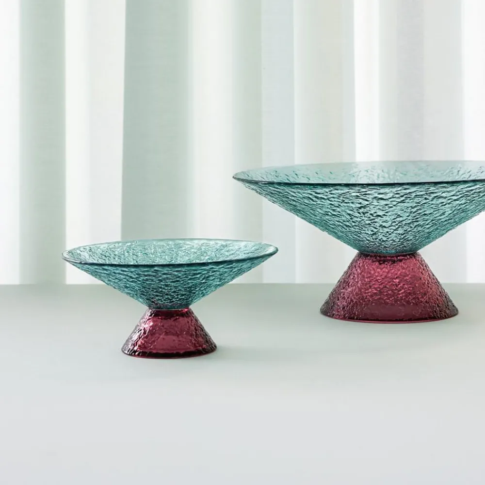 Møbel Og Interiør ^ Hübsch Stor sød glasskål, blå/rød, glas, Ø 25 cm