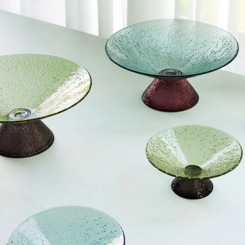Møbel Og Interiør ^ Hübsch Stor sød glasskål, blå/rød, glas, Ø 25 cm