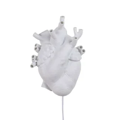 Væglamper|Væglamper ^ SELETTI Heart Lamp LED-væglampe af porcelæn, hvid