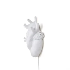 Væglamper|Væglamper ^ SELETTI Heart Lamp LED-væglampe af porcelæn, hvid