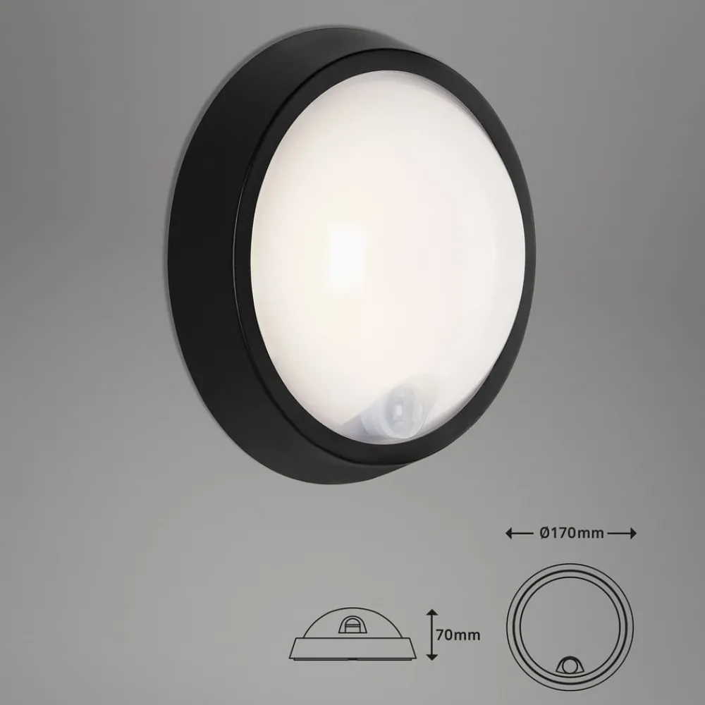 Briloner Væglampe Med Sensor|Væglamper > Helsinki udendørs LED-væglampe, sensor, IP44, sort