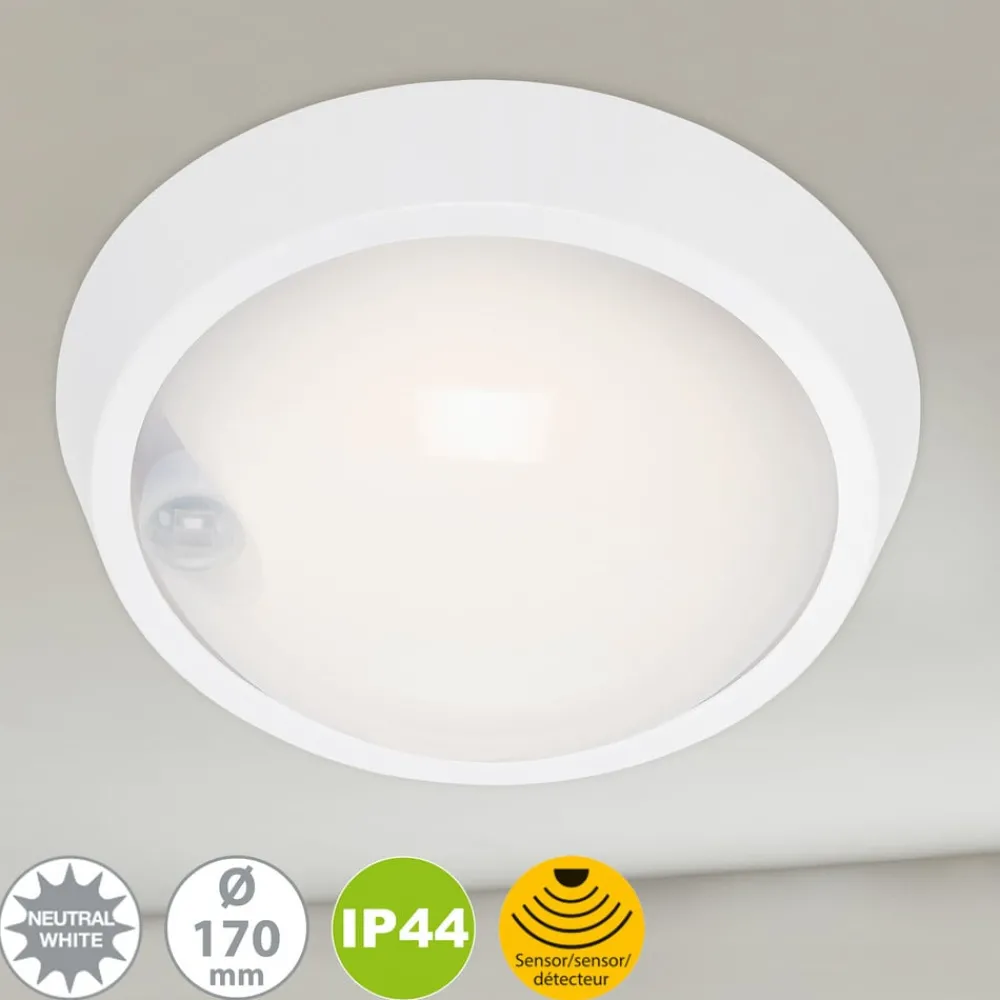 Briloner Væglampe Med Sensor|Væglamper > Helsinki udendørs LED-væglampe, sensor, IP44, hvid