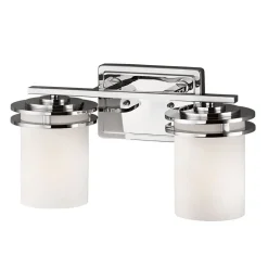 Væg- Og Spejllamper ^ KICHLER Hendrik LED-væglampe, IP44, krom/glas, 2 lyskilder