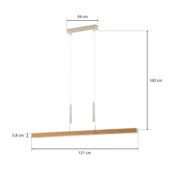 HerzBlut Pendellamper > Leonora hængelampe, Down, 121 cm natur eg