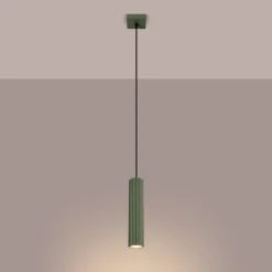 Pendellamper ^ SOLLUX LIGHTING Hængelampe ALORA, olivengrøn, Ø 8 cm, metal, GU10