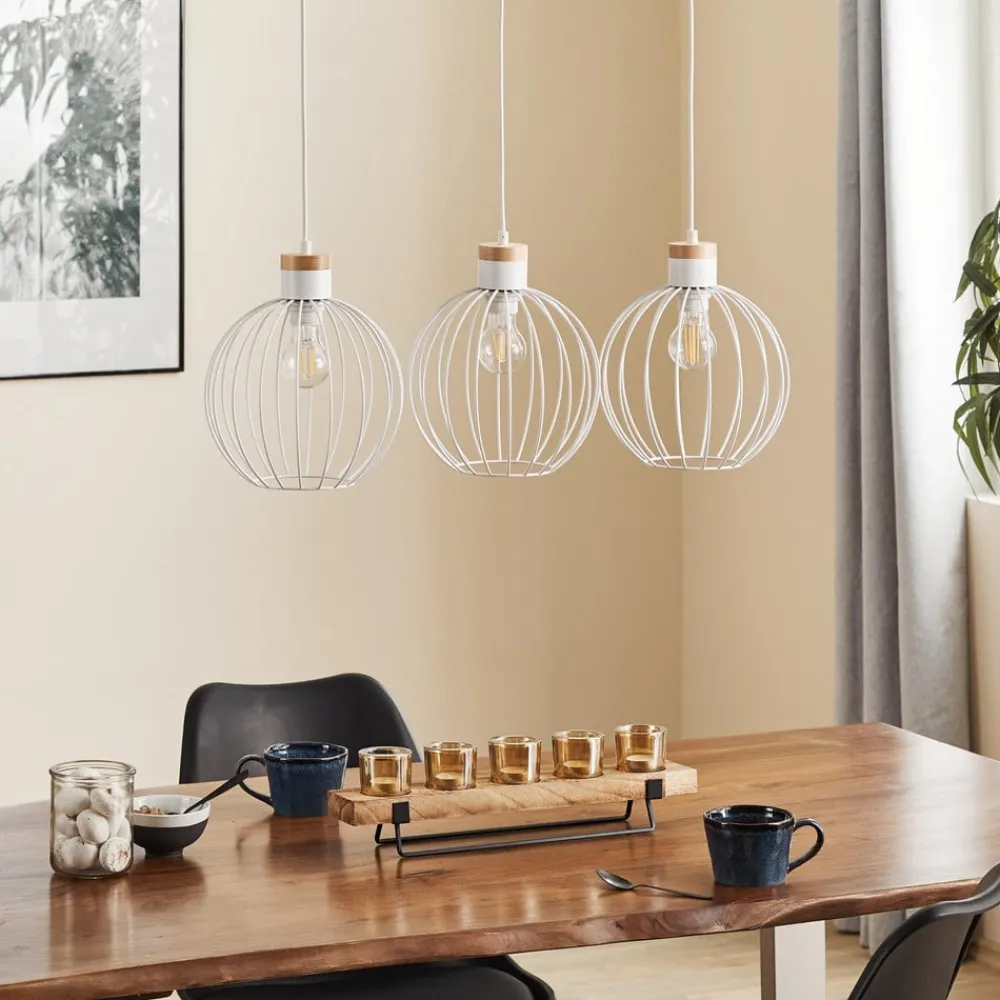Pendellamper ^ EMIBIG LIGHTING Hængelampe Barbado, 3 lyskilder i hvid