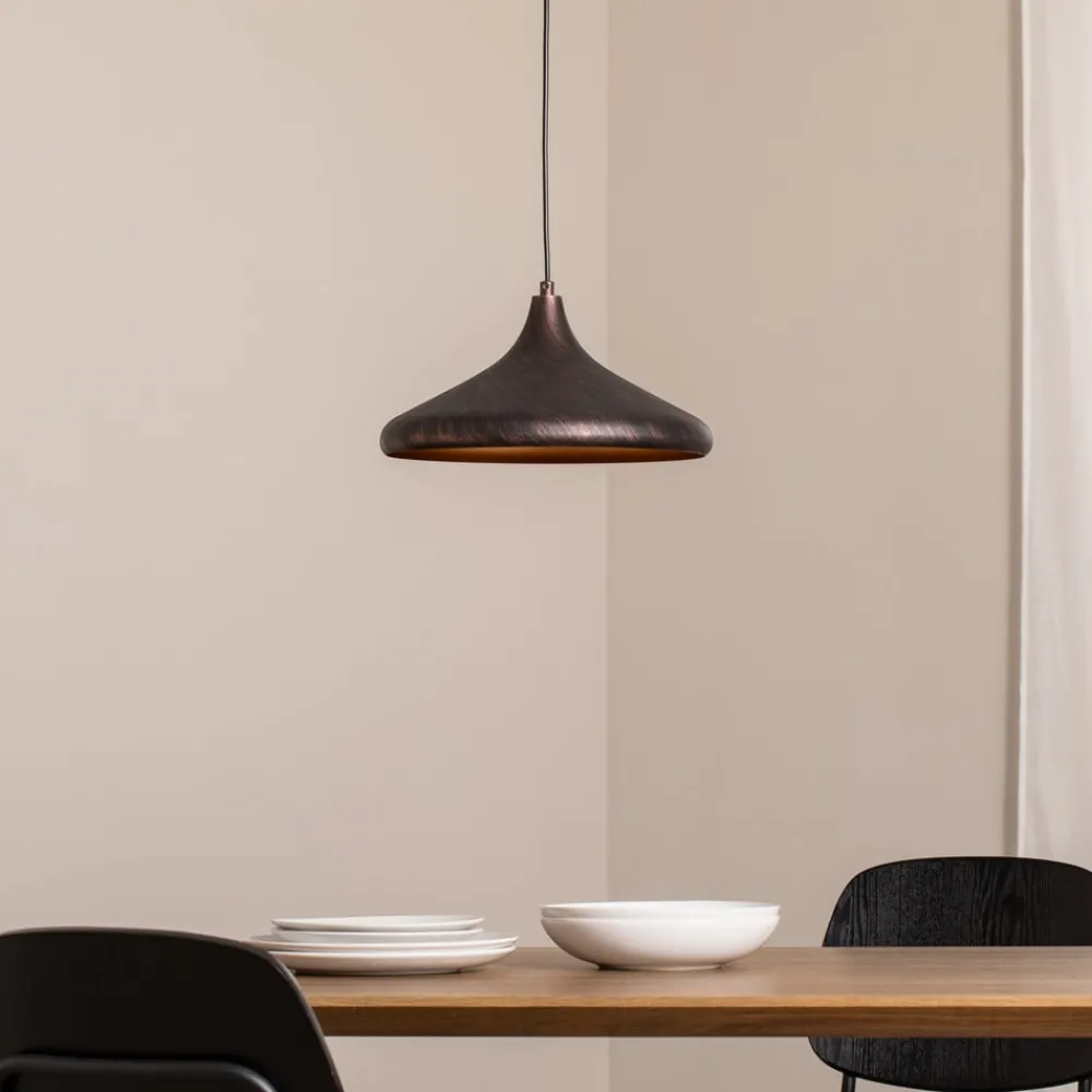 Opviq Pendellamper > Hængelampe Barek, sort/guld, Ø 34 cm, metal, E27
