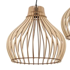 Pendellamper|Pendellamper ^ TEMAR LIGHTING Hængelampe Barrel med træskærme, 3 lyskilder, rund