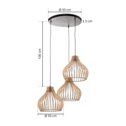 Pendellamper|Pendellamper ^ TEMAR LIGHTING Hængelampe Barrel med træskærme, 3 lyskilder, rund
