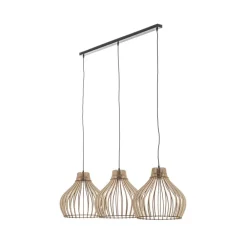 Pendellamper|Pendellamper ^ TEMAR LIGHTING Hængelampe Barrel med træskærme, 3 lyskilder, lang