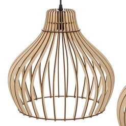 Pendellamper|Pendellamper ^ TEMAR LIGHTING Hængelampe Barrel med træskærme, 3 lyskilder, lang