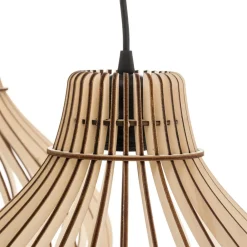 Pendellamper|Pendellamper ^ TEMAR LIGHTING Hængelampe Barrel med træskærme, 3 lyskilder, lang