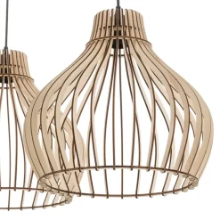 Pendellamper|Pendellamper ^ TEMAR LIGHTING Hængelampe Barrel med træskærme, 3 lyskilder, lang