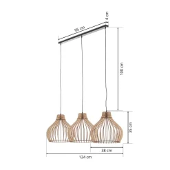 Pendellamper|Pendellamper ^ TEMAR LIGHTING Hængelampe Barrel med træskærme, 3 lyskilder, lang