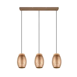 Reality Leuchten Pendellamper > Hængelampe Bidar, længde 71 cm, kaffebrun, 3-lys, metal