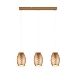 Reality Leuchten Pendellamper > Hængelampe Bidar, længde 71 cm, kaffebrun, 3-lys, metal