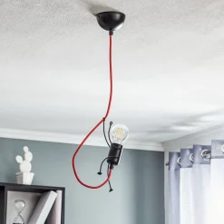EMIBIG LIGHTING Pendellamper > Hængelampe Bobi 1 i sort, kabel rød, 1 lyskilde.
