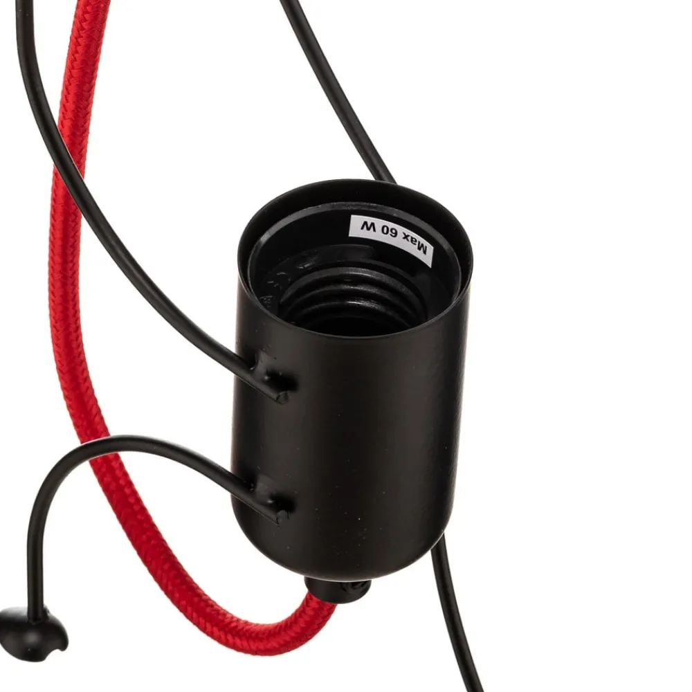 EMIBIG LIGHTING Pendellamper > Hængelampe Bobi 1 i sort, kabel rød, 1 lyskilde.