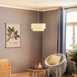 Duolla Pendellamper > Hængelampe Boho, dobbelt skærm, beige