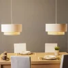 Duolla Pendellamper > Hængelampe Boho, 2 lyskilder, tekstil, creme-hvid/rattan