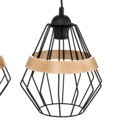 Pendellamper|Pendellamper ^ Eko-Light Hængelampe Cliff, tre burskærme med træbånd