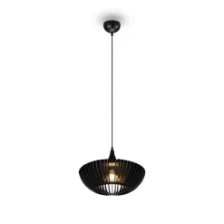 Trio Lighting Pendellamper > Hængelampe Colino af trælameller, sort