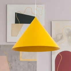 TK Lighting Pendellamper > Hængelampe Cono, 1 lyskilde, Ø 50 cm, gul, E27