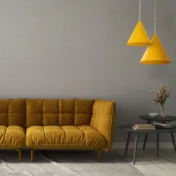Pendellamper ^ TK Lighting Hængelampe Cono, 1 lyskilde, Ø 25 cm, gul, E27