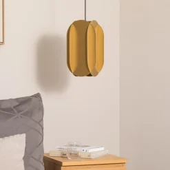 Pendellamper ^ Opviq Hængelampe Corner, guldfarvet, højde 35 cm, metal, E27