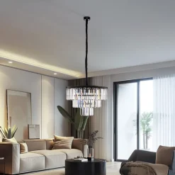 Nowodvorski Lighting Pendellamper|Pendellamper > Hængelampe Cristal, transparent/sort, Ø 56 cm